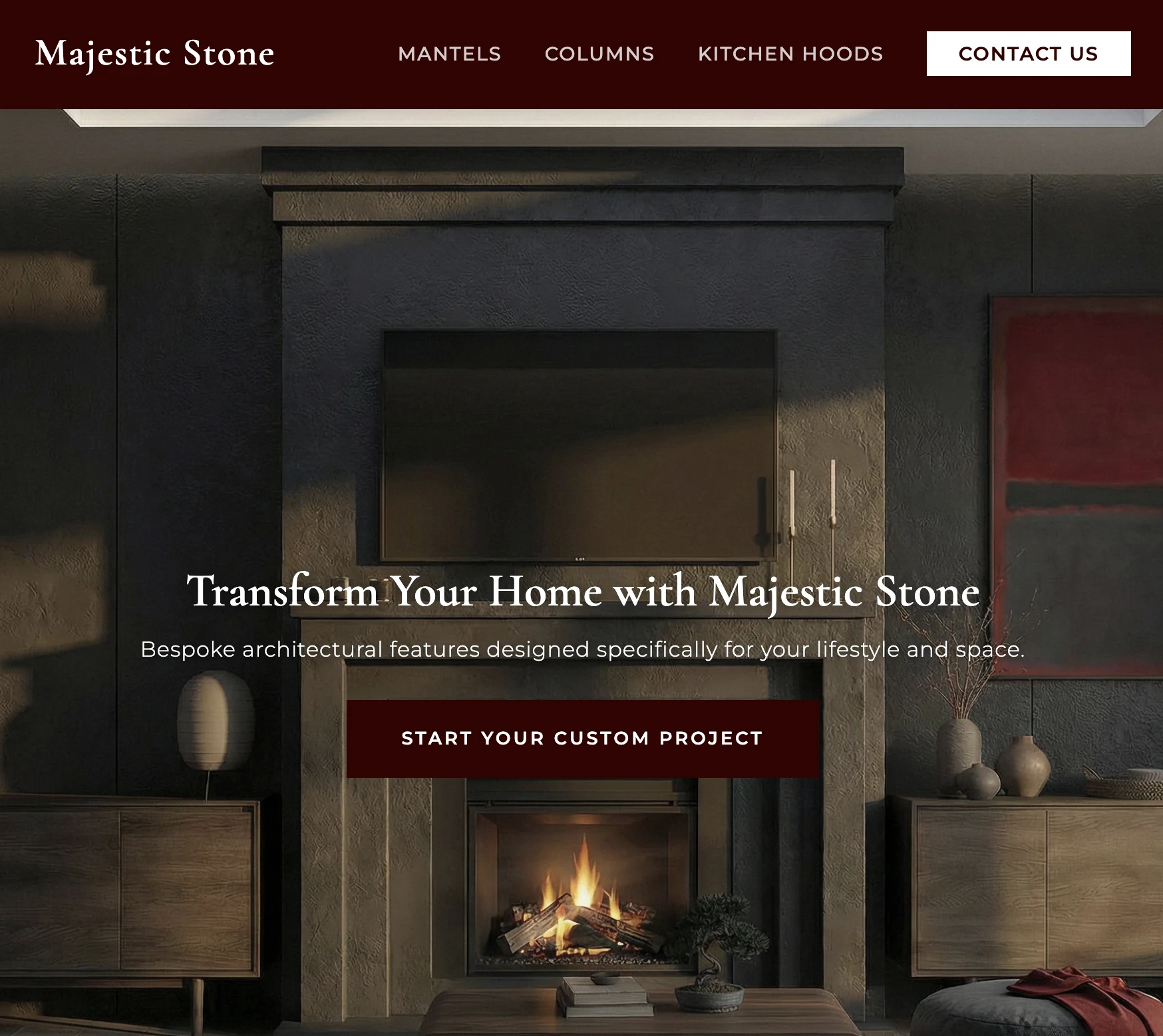 Majestic Stone Mantel Website Design